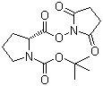 结构式 CAS# 102185-34-2, N-叔丁氧羰基-D-脯氨酸 N-羟基琥珀酰亚胺酯
