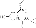 结构式 CAS# 102195-79-9, N-Boc-顺式-4-羟基-L-脯氨酸甲酯; N-叔丁氧羰基-顺式-4-羟基-L-脯氨酸甲酯