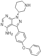 (R)-3-(4-Phenoxyphenyl)-1-(piperidin-3-yl)-1H-pyrazolo[3,4-d]pyrimidin-4-amine molecular structure (CAS 1022150-12-4)