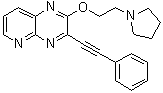 3-(苯基乙炔基)-2-(2-(吡咯烷-1-基)乙氧基)吡啶并[3,2-b]吡嗪分子结构 (CAS 1025015-40-0)