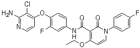 structure of CAS# 1025720-94-8, BMS 777607;N-[4-[(2-Amino-3-chloropyridin-4-yl)oxy]-3-fluorophenyl]-4-ethoxy-1-(4-fluorophenyl)-2-oxo-1,2-dihydropyridine-3-carboxamide