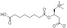 (2R)-3-羧基-2-[(7-羧基-1-氧代庚基)氧基]-N,N,N-三甲基-1-丙铵内盐分子结构 (CAS 102636-81-7)