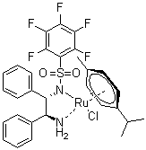 结构式 CAS# 1026995-72-1, [[(1S,2S)-(+)-2-氨基-1,2-二苯基乙基](全氟代苯基磺酰基)亚氨基](对伞花烃)氯化钌(II)