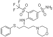 4-[[(R)-3-(吗啉-4-基)-1-[(苯硫基)甲基]丙基]氨基]-3-三氟甲磺酰基苯磺酰胺分子结构 (CAS 1027345-12-5)