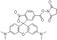 3',6'-Bis(dimethylamino)-3-oxospiro[isobenzofuran-1(3H),9'-[9H]xanthene]-6-carboxylic acid 2,5-dioxo-1-pyrrolidinyl ester molecular structure (CAS 1027512-41-9)