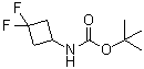 structure of CAS# 1029720-19-1, N-(3,3-Difluorocyclobutyl)carbamic acid 1,1-dimethylethyl ester