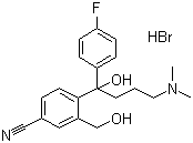 结构式 CAS# 103146-26-5, 4-[4-(二甲氨基)-1-(4-氟苯基)-1-羟丁基]-3-羟甲基苯腈氢溴酸盐
