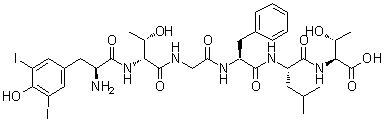N-(3,5-二碘-L-酪氨酰)-D-苏氨酰甘氨酰-L-苯丙氨酰-L-亮氨酰-L-苏氨酸分子结构 (CAS 103213-63-4)