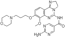 2-氨基-N-[2,3-二氢-7-甲氧基-8-[3-(4-吗啉基)丙氧基]咪唑并[1,2-c]喹唑啉-5-基]-5-嘧啶甲酰胺分子结构 (CAS 1032568-63-0)