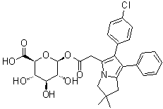 beta-D-吡喃葡萄糖醛酸 1-[6-(4-氯苯基)-2,3-二氢-2,2-二甲基-7-苯基-1H-吡咯里嗪-5-乙酸酯]分子结构 (CAS 1033702-58-7)