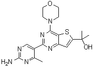 2-(2-氨基-4-甲基-5-嘧啶基)-alpha,alpha-二甲基-4-(4-吗啉基)噻吩并[3,2-d]嘧啶-6-甲醇分子结构 (CAS 1033739-92-2)