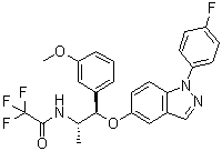 2,2,2-Trifluoro-N-[(1R,2S)-1-[1-(4-fluorophenyl)indazol-5-yl]oxy-1-(3-methoxyphenyl)propan-2-yl]acetamide molecular structure (CAS 1034148-04-3)