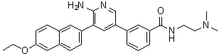 structure of CAS# 1034297-58-9, 3-[6-Amino-5-(6-ethoxy-2-naphthalenyl)-3-pyridinyl]-N-[2-(dimethylamino)ethyl]benzamide