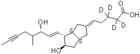 (5E)-5-[(3aS,4R,5R,6aS)-Hexahydro-5-hydroxy-4-[(1E,3S)-3-hydroxy-4-methyl-1-octen-6-yn-1-yl]-2(1H)-pentalenylidene]pentanoic-2,2,3,3-d<sub>4</sub> acid molecular structure (CAS 1035094-10-0)