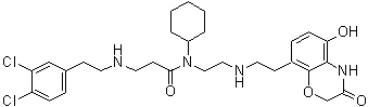N-环己基-3-(3,4-二氯苯乙基氨基)-N-[2-[[2-[5-羟基-3-氧代-3,4-二氢-2H-苯并[b][1,4]恶嗪-8-基]乙基]氨基]乙基]丙酰胺分子结构 (CAS 1035227-43-0)