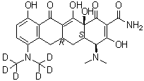 (4S,4aS,5aR,12aS)-4-(Dimethylamino)-7-[di(methyl-d<sub>3</sub>)amino]-1,4,4a,5,5a,6,11,12a-octahydro-3,10,12,12a-tetrahydroxy-1,11-dioxo-2-naphthacenecarboxamide molecular structure (CAS 1036070-10-6)