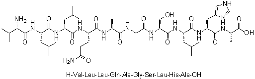 L-缬氨酰-L-亮氨酰-L-亮氨酰-L-谷氨酰胺酰-L-丙氨酰甘氨酰-L-丝氨酰-L-亮氨酰-L-组氨酰-L-丙氨酸分子结构 (CAS 1038400-07-5)