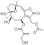 2-(Hydroxymethyl)-2-propenoic acid (4S,6R,7S,10R)-3-[(acetyloxy)methyl]-2,4,5,6,7,8,9,10-octahydro-6,7-dihydroxy-6,10-dimethyl-2-oxo-7,10-epoxy(11E)-cyclodeca[b]furan-4-yl ester molecular structure (CAS 103994-39-4)