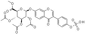 4-Oxo-3-[4-(sulfooxy)phenyl]-4H-1-benzopyran-7-yl beta-D-glucopyranosiduronic acid 6-methyl ester 2,3,4-triacetate molecular structure (CAS 1041261-16-8)