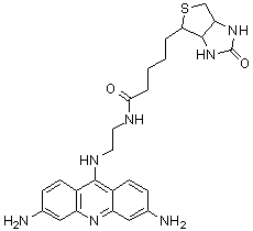 N-[2-[(3,6-Diaminoacridin-9-yl)amino]ethyl]-5-(2-oxo-1,3,3a,4,6,6a-hexahydrothieno[3,4-d]imidazol-4-yl)pentanamide molecular structure (CAS 1041387-90-9)