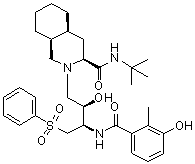 (3S,4aS,8aS)-N-(1,1-Dimethylethyl)decahydro-2-[(2R,3R)-2-hydroxy-3-[(3-hydroxy-2-methylbenzoyl)amino]-4-(phenylsulfonyl)butyl]-3-isoquinolinecarboxamide molecular structure (CAS 1041389-29-0)