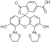 4',5'-Di-1,3,2-dithiarsolan-2-yl-3',6'-dihydroxy-3-oxo-spiro[isobenzofuran-1(3H),9'-[9H]xanthene]-6-carboxylic acid molecular structure (CAS 1042084-20-7)