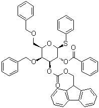 Phenyl 4,6-bis-O-(phenylmethyl)-1-thio-beta-D-galactopyranoside 2-benzoate 3-(9H-fluoren-9-ylmethyl carbonate) molecular structure (CAS 1042374-62-8)