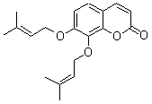 7,8-Bis[(3-methyl-2-buten-1-yl)oxy]-2H-1-benzopyran-2-one molecular structure (CAS 104311-21-9)