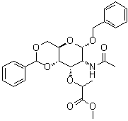 N-Acetyl-1-O-(phenylmethyl)-4,6-O-(phenylmethylene)-alpha-isomuramic acid methyl ester molecular structure (CAS 104371-52-0)