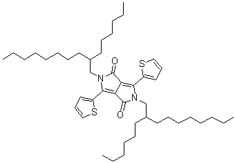 2,5-二(2-己基癸基)-2,5-二氢-3,6-二-2-噻吩基吡咯并[3,4-c]吡咯-1,4-二酮分子结构 (CAS 1044598-80-2)