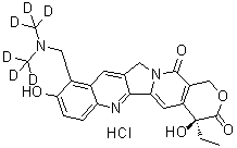 (4S)-10-[[Di(methyl-d<sub>3</sub>)amino]methyl]-4-ethyl-4,9-dihydroxy-1H-pyrano[3',4':6,7]indolizino[1,2-b]quinoline-3,14(4H,12H)-dione hydrochloride molecular structure (CAS 1044746-98-6)