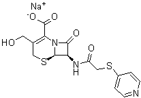 (6R-trans)-3-(Hydroxymethyl)-8-oxo-7-[[(4-pyridinylthio)acetyl]amino]-5-thia-1-azabicyclo[4.2.0]oct-2-ene-2-carboxylic acid monosodium salt molecular structure (CAS 104557-24-6)