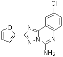 结构式 CAS# 104615-18-1, 9-氯-2-(2-呋喃基)[1,2,4]三唑并[1,5-c]喹唑啉-5-胺