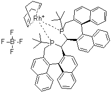 [(3S,3'S,4S,4'S,11bR,11'bR)-4,4'-Bis(1,1-dimethylethyl)-4,4',5,5'-tetrahydro-3,3'-bi-3H-dinaphtho[2,1-c:1',2'-e]phosphepin][(1,2,5,6-eta)-1,5-cyclooctadiene]rhodium tetrafluoroborate molecular structure (CAS 1046806-02-3)
