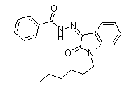 Benzoic acid (2Z)-2-(1-hexyl-1,2-dihydro-2-oxo-3H-indol-3-ylidene)hydrazide molecular structure (CAS 1048973-47-2)