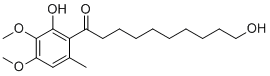 structure of CAS# 104966-97-4, 10-Hydroxy-1-(2-hydroxy-3,4-dimethoxy-6-methylphenyl)decan-1-one
