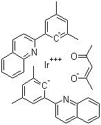双(2-(3,5-二甲基苯基)喹啉-C2,N')(乙酰丙酮)合铱(III)分子结构 (CAS 1056874-46-4)