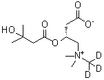 (2R)-3-Carboxy-2-(3-hydroxy-3-methyl-1-oxobutoxy)-N,N-dimethyl-N-(methyl-d<sub>3</sub>)-1-propanaminium inner salt molecular structure (CAS 1058636-00-2)