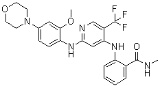 structure of CAS# 1061353-68-1, PND 1186;2-[[2-[[2-Methoxy-4-(4-morpholinyl)phenyl]amino]-5-(trifluoromethyl)-4-pyridinyl]amino]-N-methylbenzamide; SR 2516