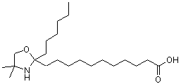 2-己基-4,4-二甲基-2-恶唑烷十一烷酸分子结构 (CAS 106264-99-7)