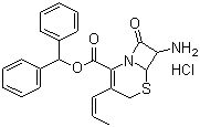 7-Amino-8-oxo-3-(cis-prop-1-enyl)-5-thia-1-azabicyclo[4.2.0]oct-2-ene-2-carboxylic acid diphenylmethyl ester hydrochloride molecular structure (CAS 106447-41-0)