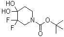 structure of CAS# 1067914-83-3, 3,3-Difluoro-4,4-dihydroxy-1-piperidinecarboxylic acid 1,1-dimethylethyl ester