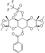 1,6-O-[(1R,2R)-1,2-Dimethoxy-1,2-dimethyl-1,2-ethanediyl]-3,4-O-[(1S,2S)-1,2-dimethoxy-1,2-dimethyl-1,2-ethanediyl]-myo-inositol 5-benzoate 2-(1,1,1-trifluoromethanesulfonate) molecular structure (CAS 1068089-34-8)