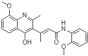 (2E)-3-(4-Hydroxy-8-methoxy-2-methyl-3-quinolinyl)-N-(2-methoxyphenyl)-2-butenamide molecular structure (CAS 1072944-93-4)