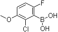 结构式 CAS# 1072945-77-7, B-(2-氯-6-氟-3-甲氧基苯基)硼酸
