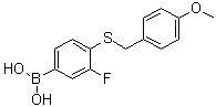 [3-Fluoro-4-[[(4-methoxyphenyl)methyl]thio]phenyl]boronic acid molecular structure (CAS 1072946-13-4)