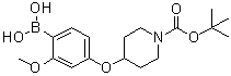 structure of CAS# 1072946-29-2, 4-(4-Borono-3-methoxyphenoxy)-1-piperidinecarboxylic acid 1-(1,1-dimethylethyl) ester