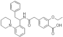 2-Ethoxy-4-[2-oxo-2-[[2-phenyl-1-[2-(1-piperidinyl)phenyl]ethyl]amino]ethyl]benzoic acid molecular structure (CAS 107362-12-9)