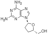 2,6-二氨基-2',3'-二脱氧嘌呤-9-呋喃核糖苷分子结构 (CAS 107550-73-2)