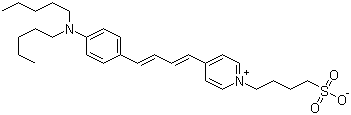结构式 CAS# 107610-19-5, N-(4-磺酸丁基)-4-(4-(4-(二戊基氨基)苯基)丁二烯基)吡啶鎓内盐